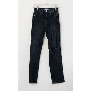 RE/DONE 90s High Rise Loose Jeans in Washed Black with Rips Size‎ 23
